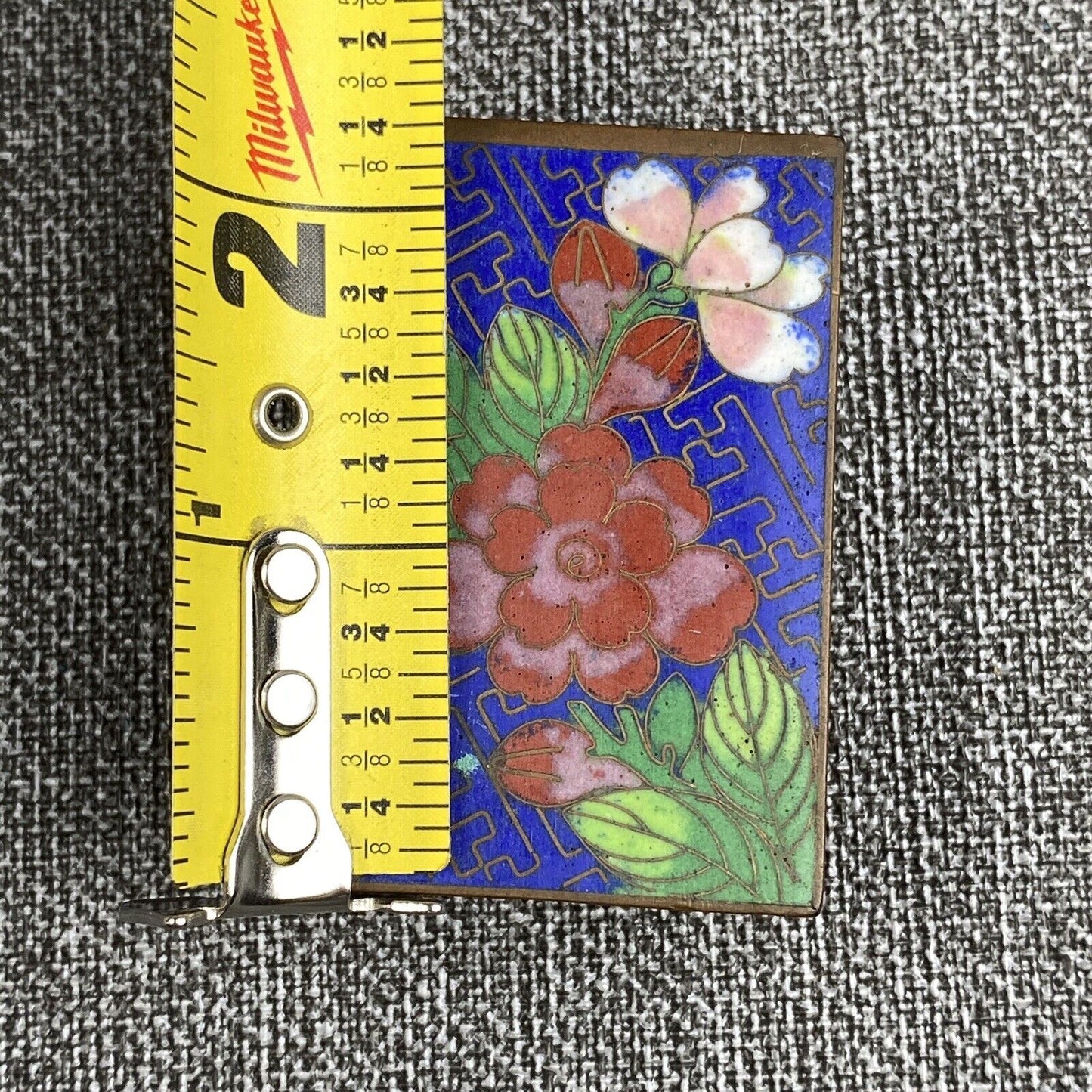 Old Chinese Cloisonne Match Box Holder 2 1/4 x 1 1/2"