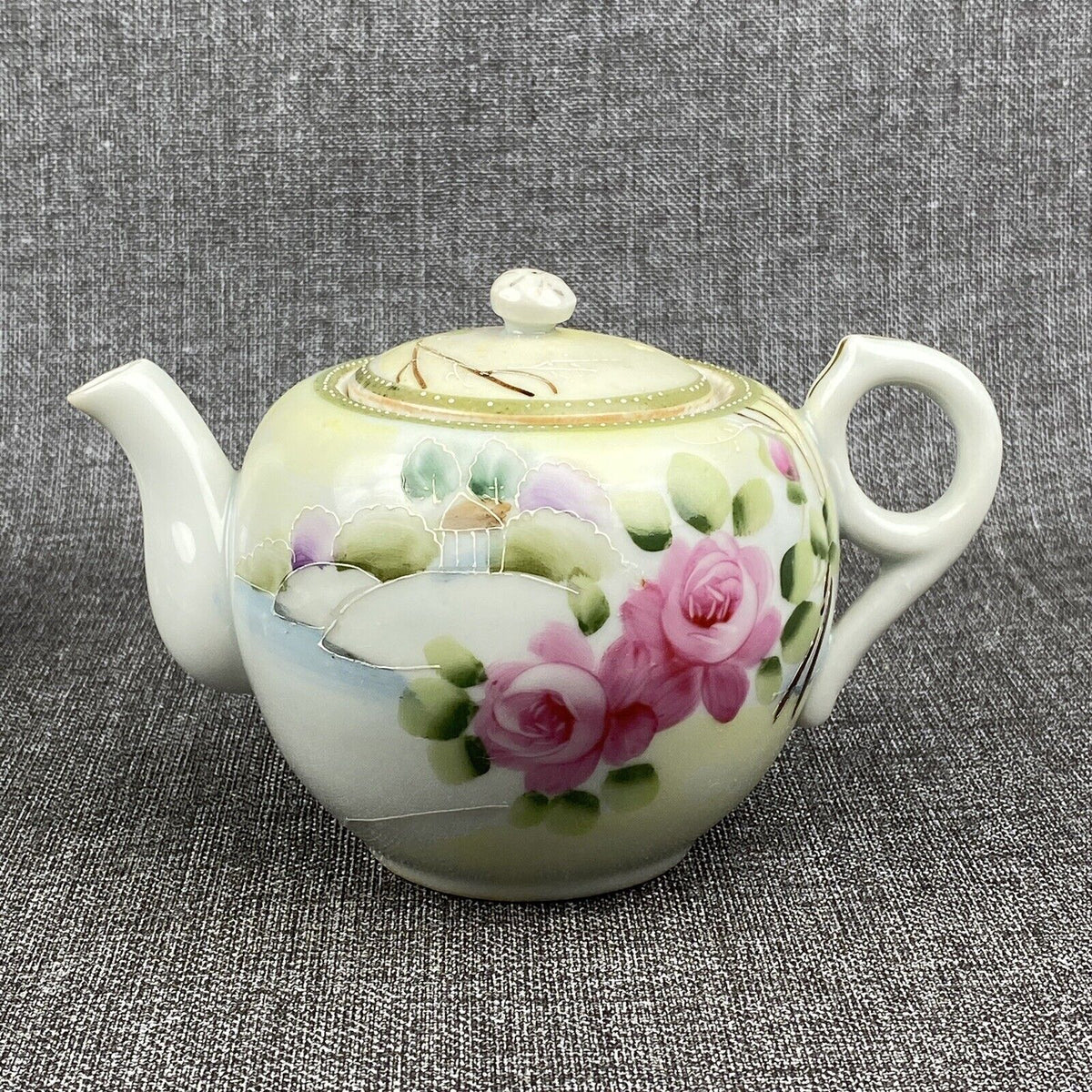 Nippon JE-OH Antique Teapot Cups Hand Painted Roses Japan