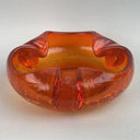 Vintage VIKING GLASS Orange Amberina Crackle Cigar Bowl Ashtray MCM