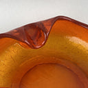 Vintage VIKING GLASS Orange Amberina Crackle Cigar Bowl Ashtray MCM