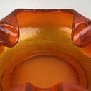 Vintage VIKING GLASS Orange Amberina Crackle Cigar Bowl Ashtray MCM