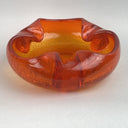 Vintage VIKING GLASS Orange Amberina Crackle Cigar Bowl Ashtray MCM