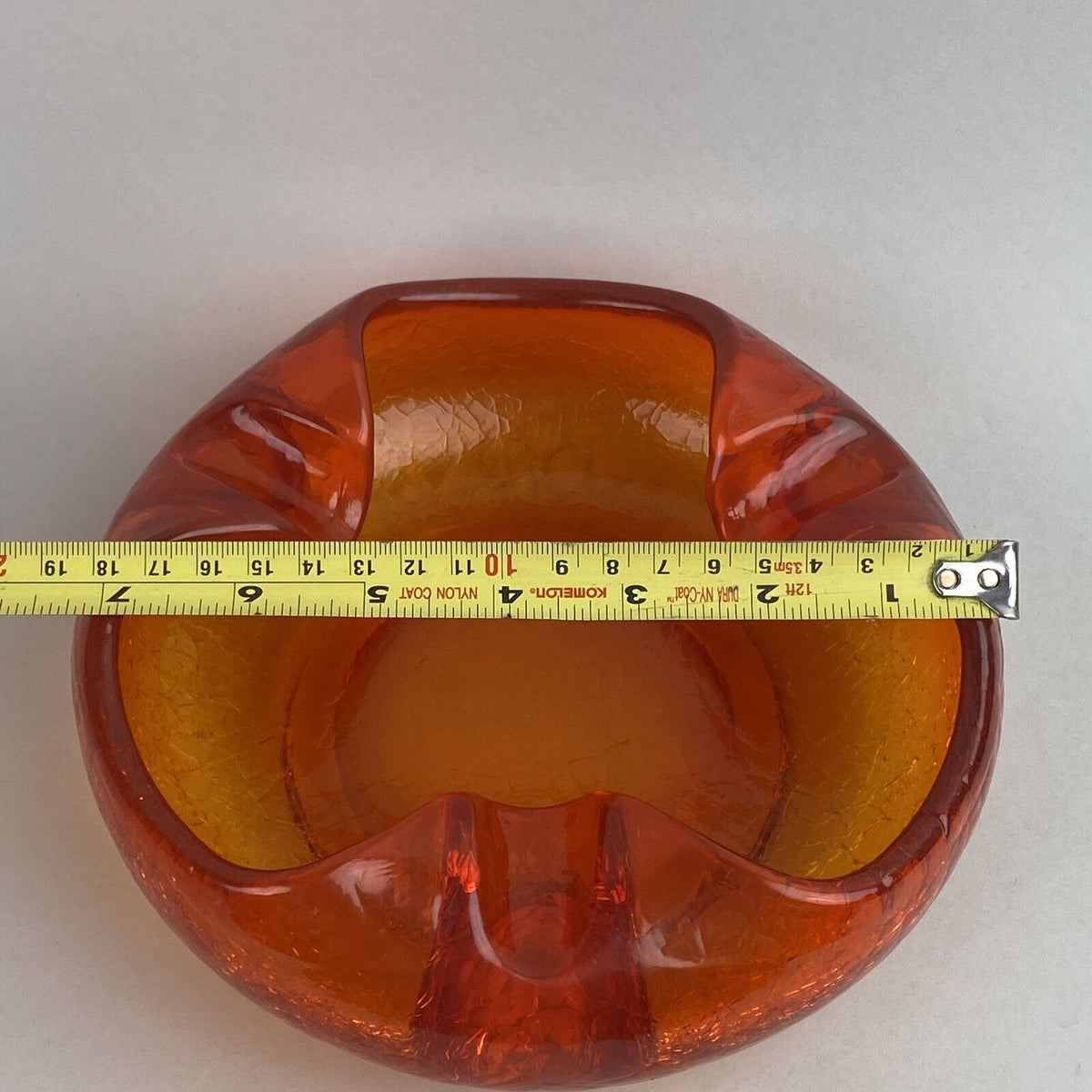 Vintage VIKING GLASS Orange Amberina Crackle Cigar Bowl Ashtray MCM