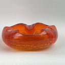 Vintage VIKING GLASS Orange Amberina Crackle Cigar Bowl Ashtray MCM