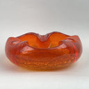 Vintage VIKING GLASS Orange Amberina Crackle Cigar Bowl Ashtray MCM