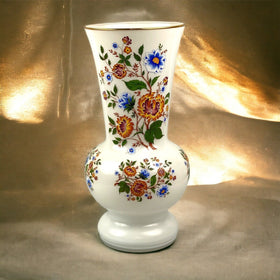 Norleans  Large Frosted  White Vase with Floral Design , 14" tall, made in Italy
