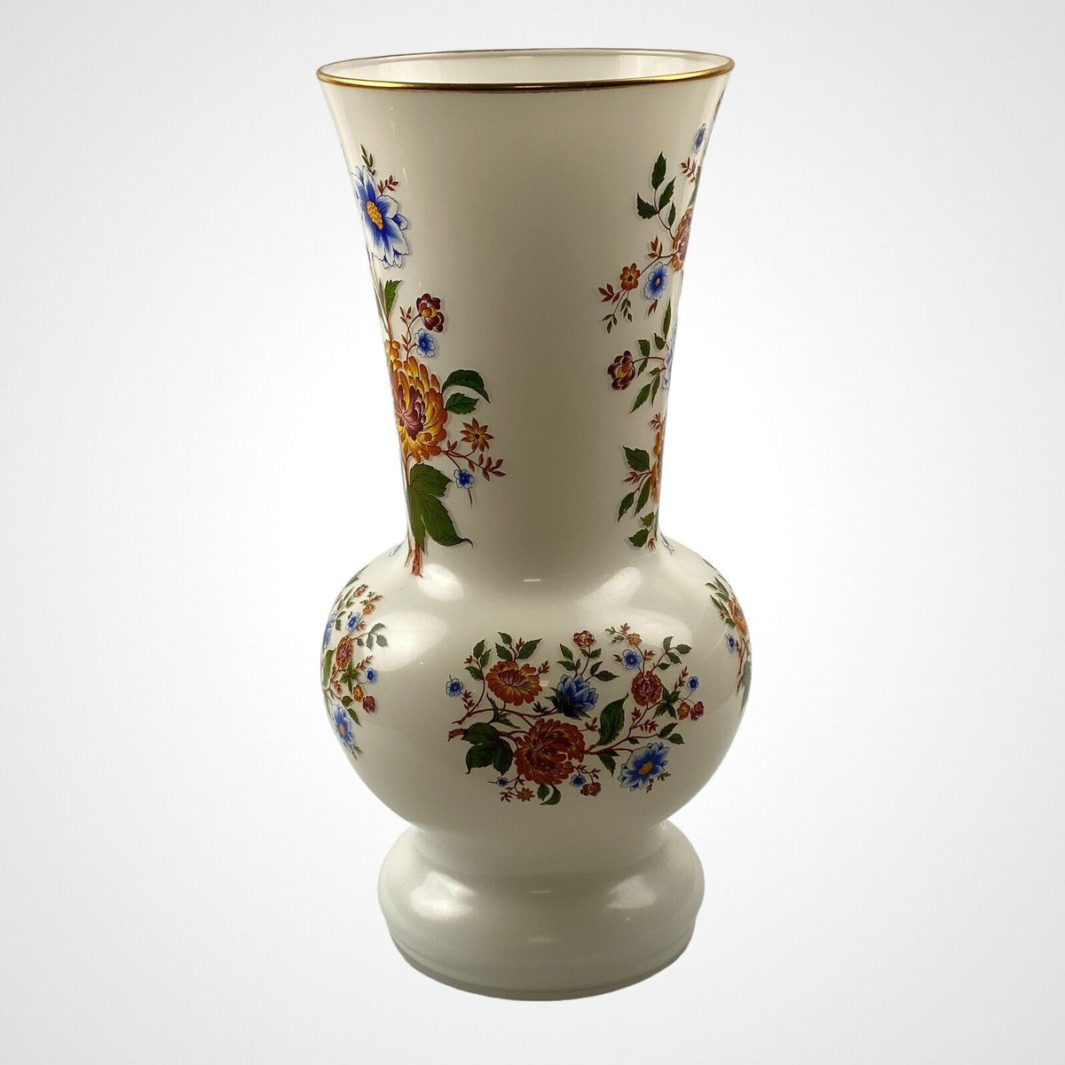 Norleans  Large Frosted  White Vase with Floral Design , 14" tall, made in Italy