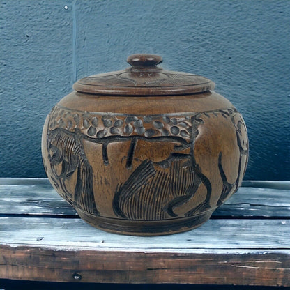 Vintage Wooden Storage/Trinket Box  or Jar With Lid