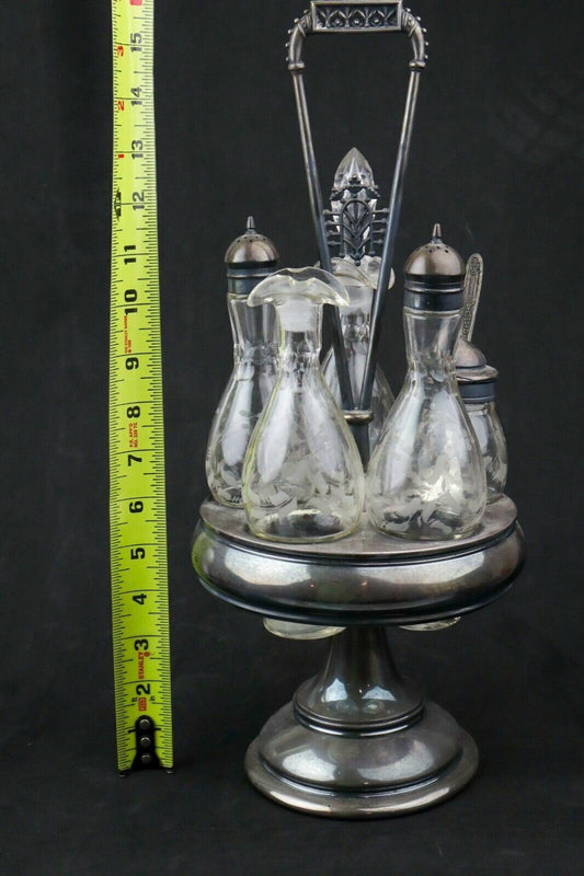 ANTIQUE -  Meriden B Company Silver Plated 6 Slot Cruet Pre 1898