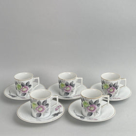 Vtg. Set of Small 4 Teacups & Saucers, GEC, Occupied Japan, Floral Hand Painted