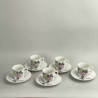 Vtg. Set of Small 4 Teacups & Saucers, GEC, Occupied Japan, Floral Hand Painted