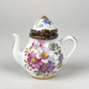 Rehousse Main Limoges France Porcelain Mini Teapot Trinket Box 1.75" Tall Floral