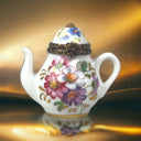 Rehousse Main Limoges France Porcelain Mini Teapot Trinket Box 1.75" Tall Floral