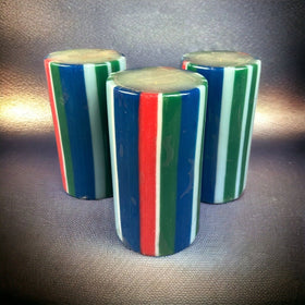 Lot of 3 Vintage Pillar Candles Red Green Blue Funky Candles 6"