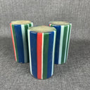 Lot of 3 Vintage Pillar Candles Red Green Blue Funky Candles 6"