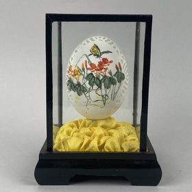 Vintage Hand-Painted Decorative Egg In Display Case