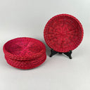 Set of 8 Hot Pink Rattan Plates, Made in Hongkong