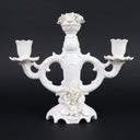 Pair of Ardalt Artwork Candle Holder Solid White Flowers Japan