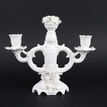 Pair of Ardalt Artwork Candle Holder Solid White Flowers Japan