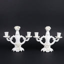 Pair of Ardalt Artwork Candle Holder Solid White Flowers Japan