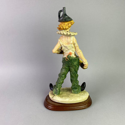 14" Clown Playing Accordion on Wooden Base (Tin Man Hat)