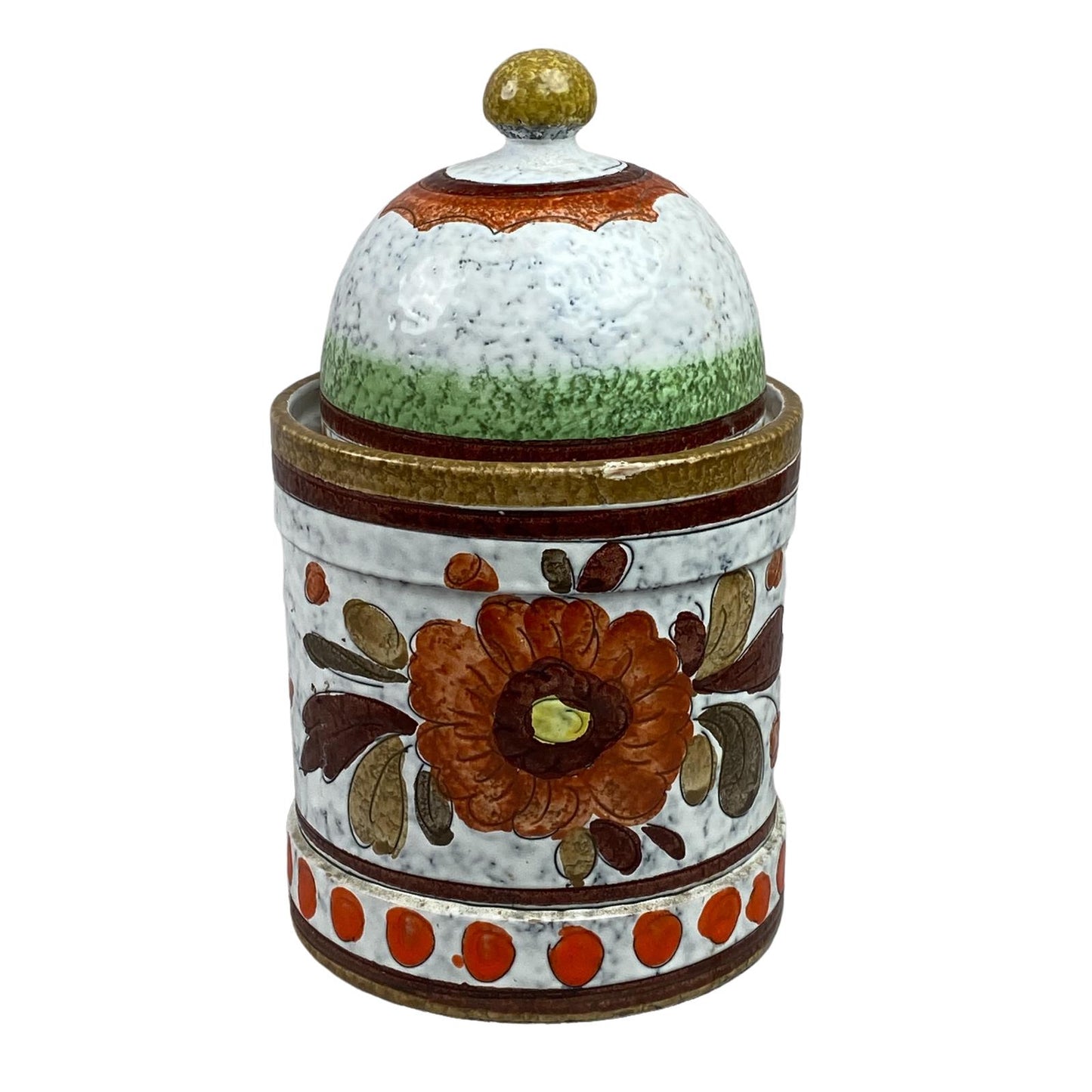 Hand Painted Flower Cookie Jar with Lid