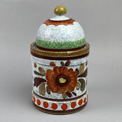 Hand Painted Flower Cookie Jar with Lid