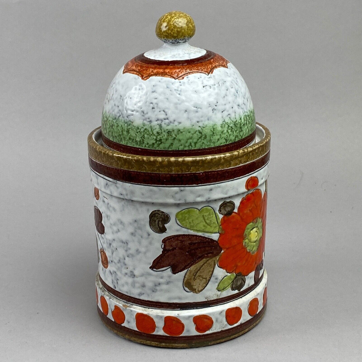 Hand Painted Flower Cookie Jar with Lid