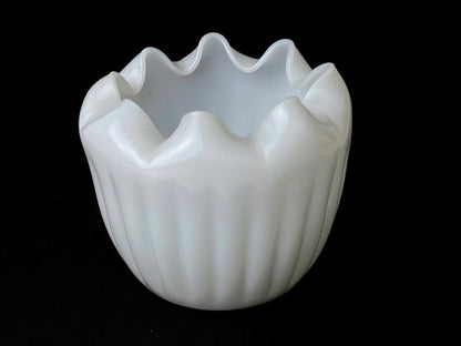 Vintage Milk Glass candy Bowl, ruffled 5.5" wide