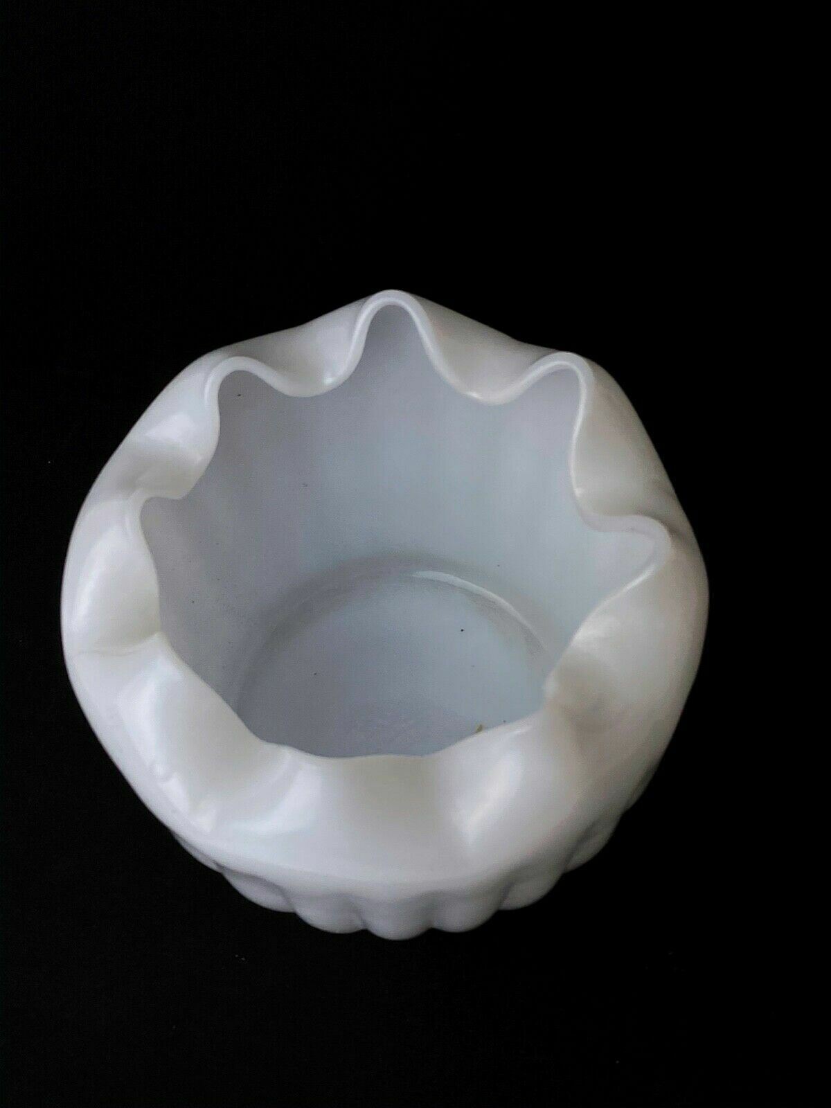 Vintage Milk Glass candy Bowl, ruffled 5.5" wide