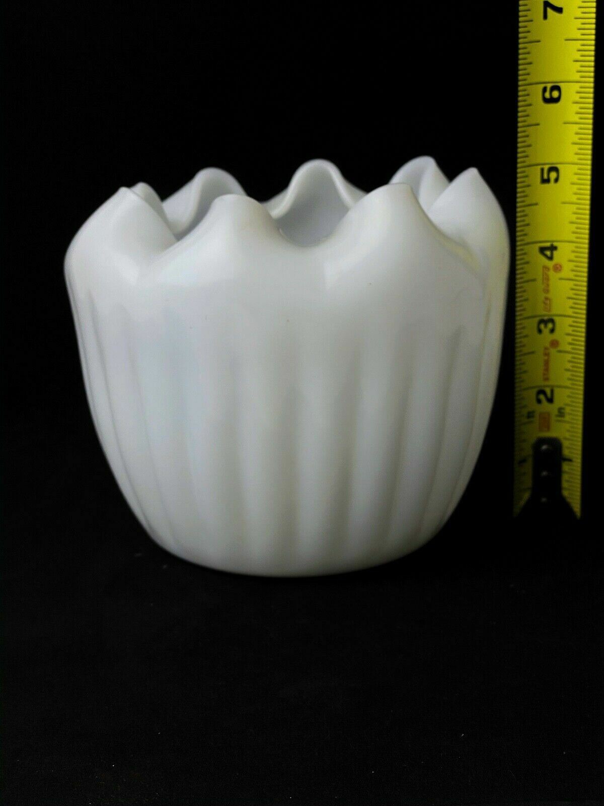 Vintage Milk Glass candy Bowl, ruffled 5.5" wide