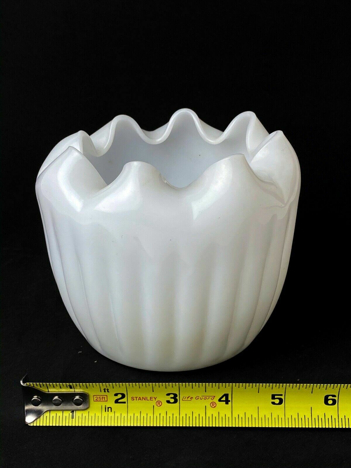 Vintage Milk Glass candy Bowl, ruffled 5.5" wide