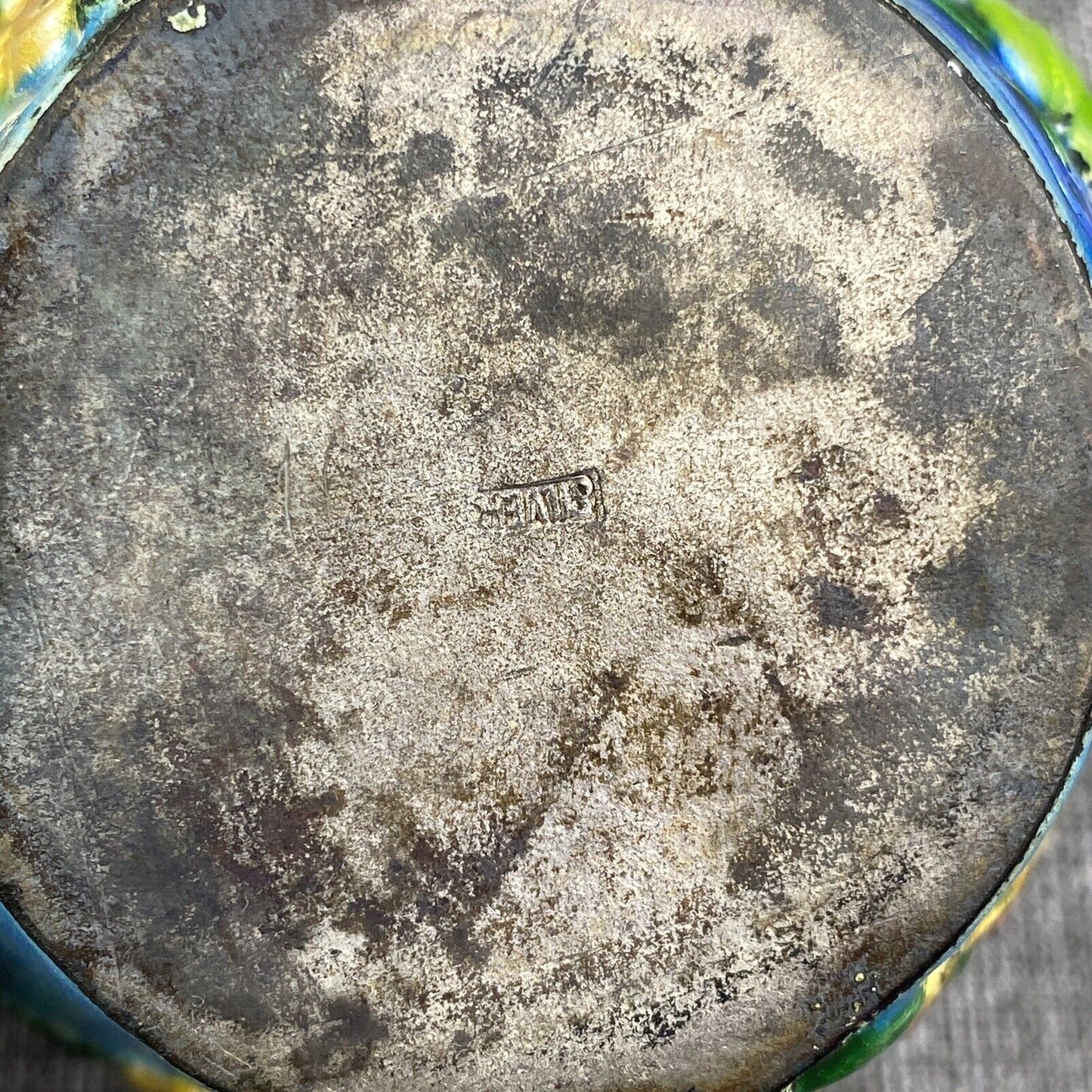 Chinese Enameled Brass Coal Silk Iron Pan - Vintage Hand Painted Cloisonne Style