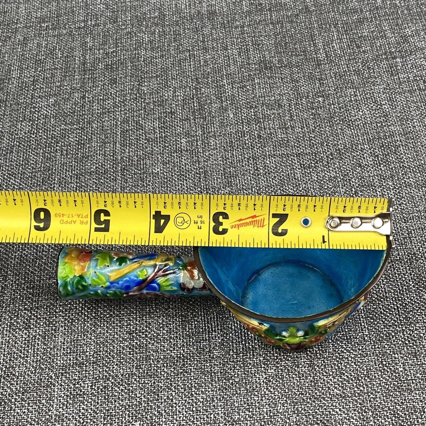 Chinese Enameled Brass Coal Silk Iron Pan - Vintage Hand Painted Cloisonne Style