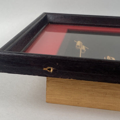 Vintage Framed Shadow Box Wall Decor, Pair with Miniature figures 10"x8" Japan