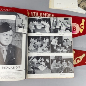 Colubus Ohio Yearbook, Photos, and Triangle Sports Flag (Bowling) 1942