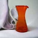 Vintage orange mini crinkle glass pitcher 4" (Pilgrim)