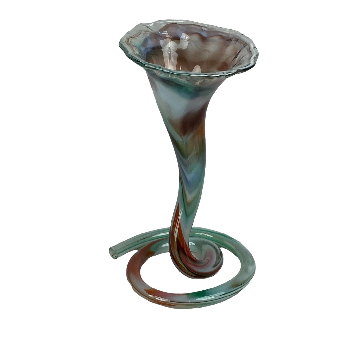 Vintage Glass Blown Art Vase with Spiral Base