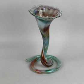 Vintage Glass Blown Art Vase with Spiral Base