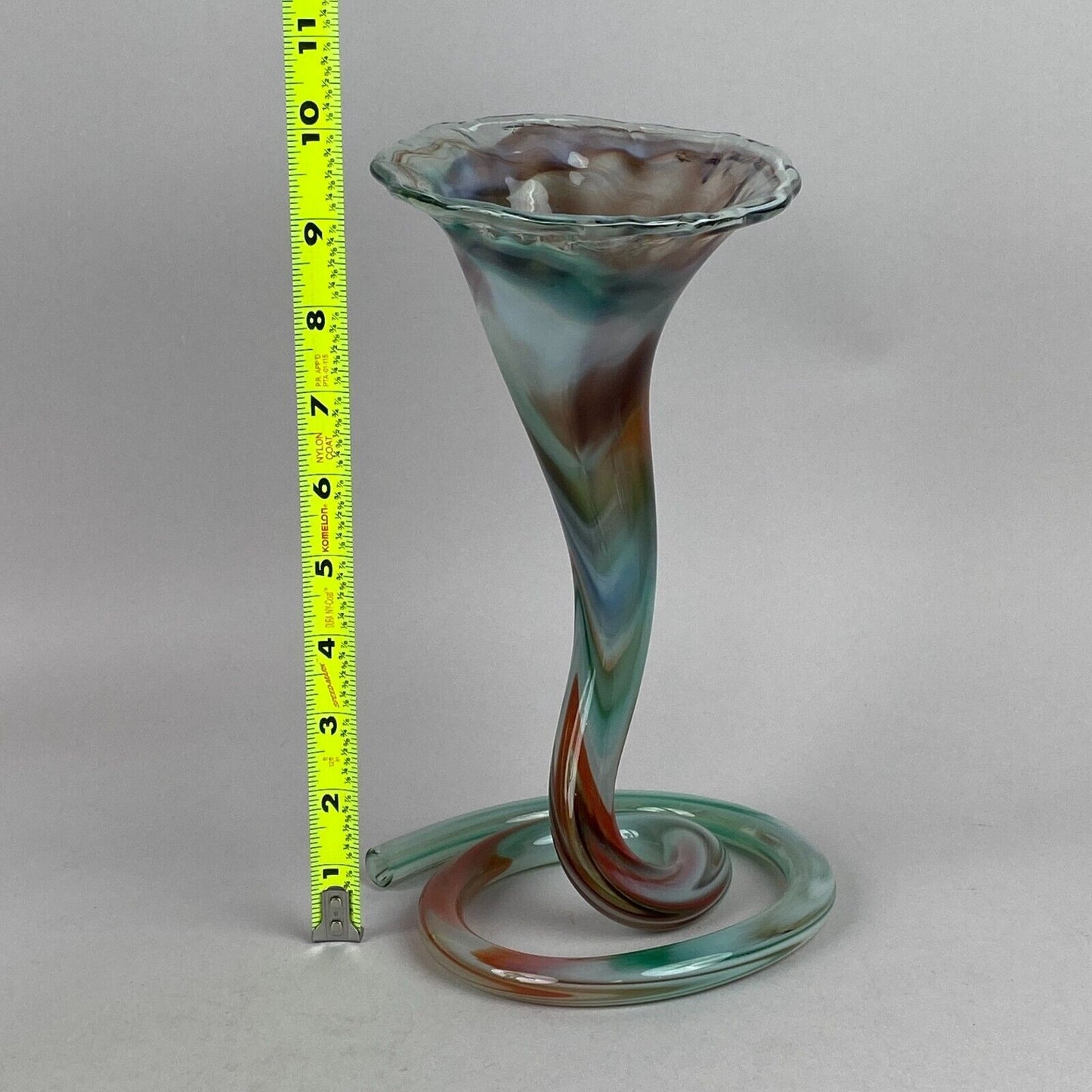 Vintage Glass Blown Art Vase with Spiral Base