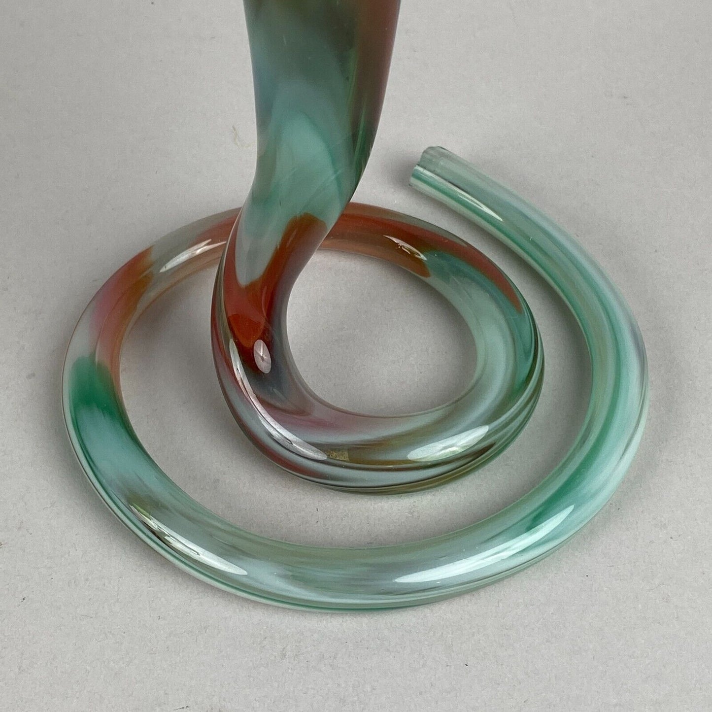 Vintage Glass Blown Art Vase with Spiral Base