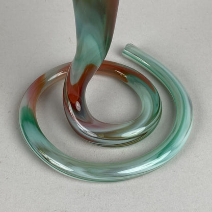 Vintage Glass Blown Art Vase with Spiral Base