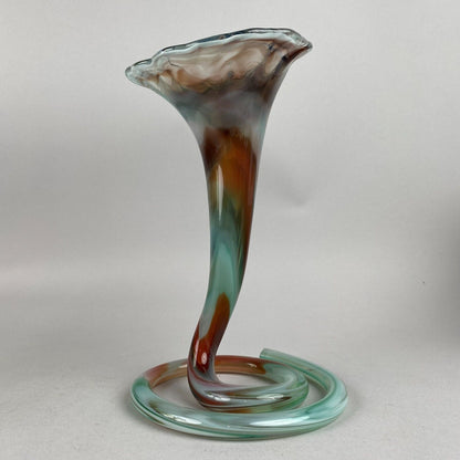 Vintage Glass Blown Art Vase with Spiral Base