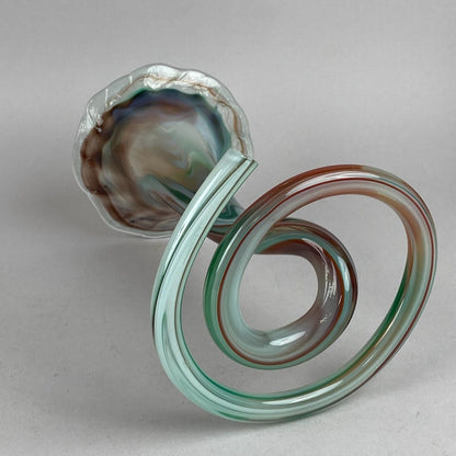 Vintage Glass Blown Art Vase with Spiral Base