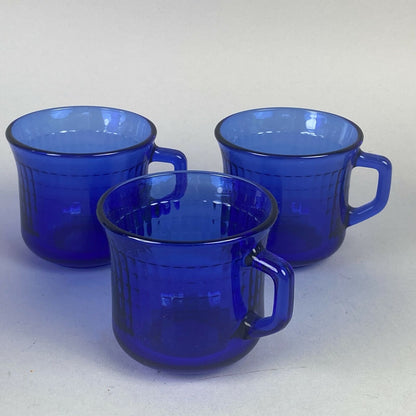 3 - Fortecrisa Mexico Vintage Azure Ice Blue Ribbed Depression Glass Tea Cup