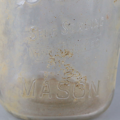 Vintage KERR “Self Sealing” MASON Clear Glass Large Jar VERY RUSTIC