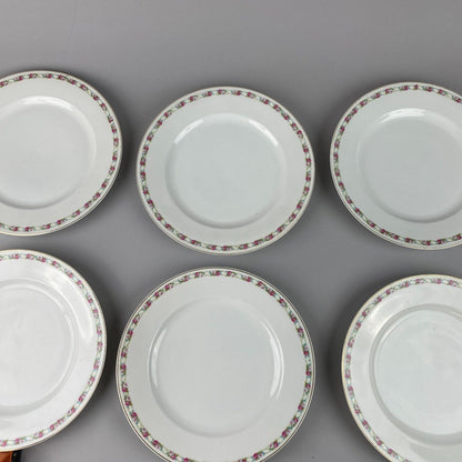 Set of 6 Vintage TK Czechoslovakia Floral Plates with Gold Trim