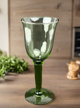 End of the Day Green Drinking Glass - Unique Piece 8 1/4" Tall