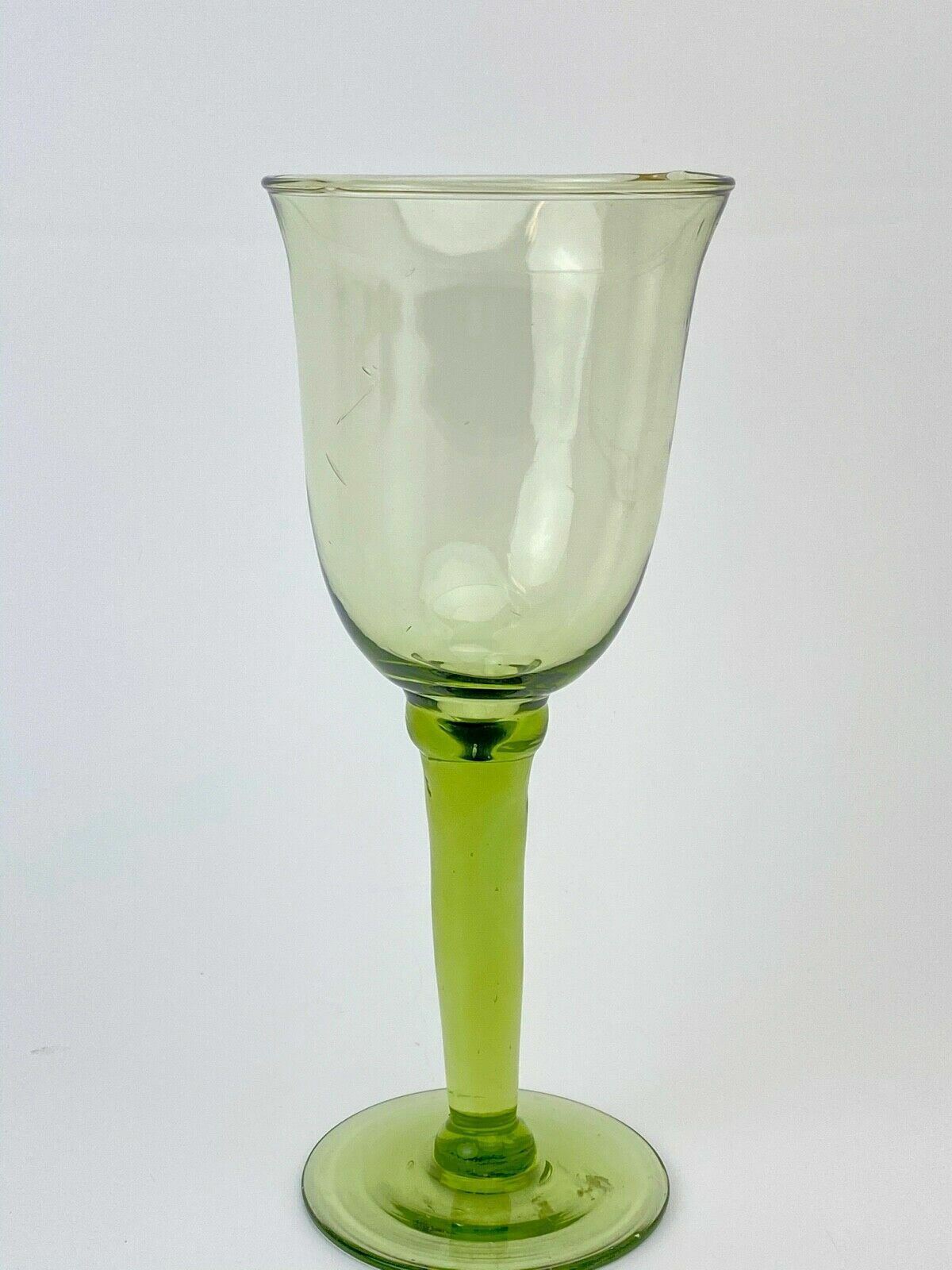 End of the Day Green Drinking Glass - Unique Piece 8 1/4" Tall