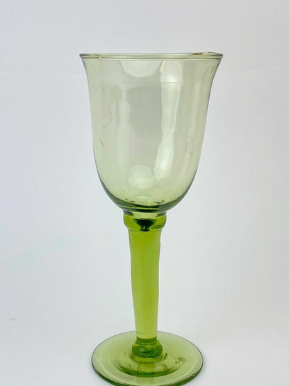 End of the Day Green Drinking Glass - Unique Piece 8 1/4" Tall